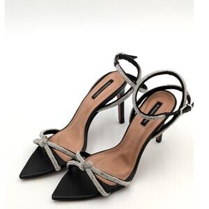 BCBGMAXAZRIA Della Rhinesstone Heeled Sandals Women's Black size US8